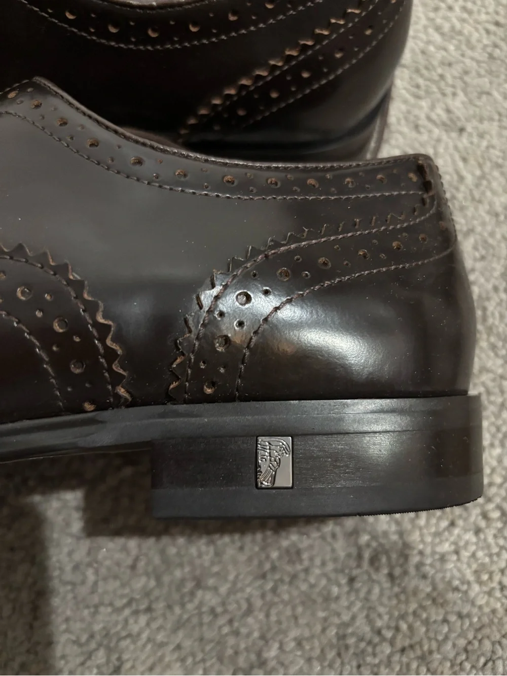 VERSACE COLLECTION Dark Brown Leather Brogue Oxfords (SIZE 9)